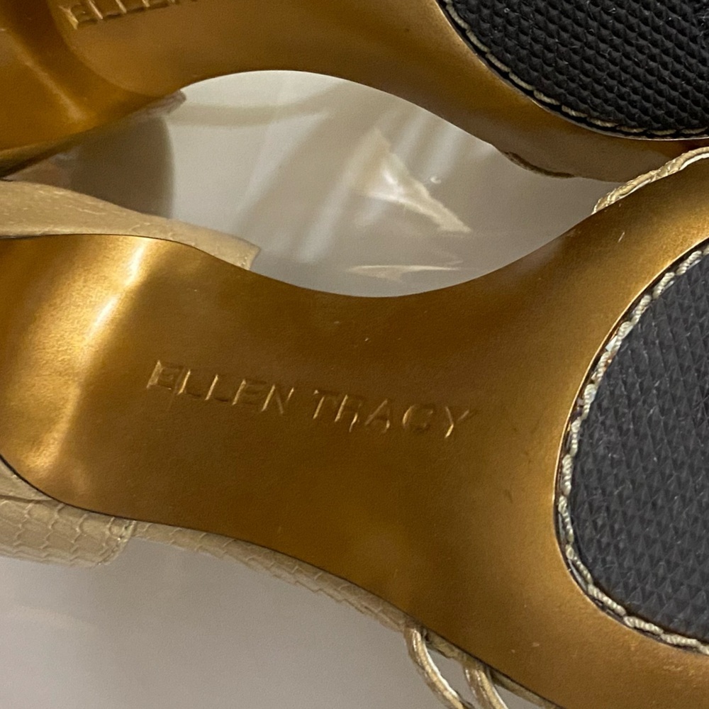 Ellen Tracy Barrett Heels, Strappy, Sz 8.5, High heels 3.25”, Neutral, Leather - Picture 11 of 11
